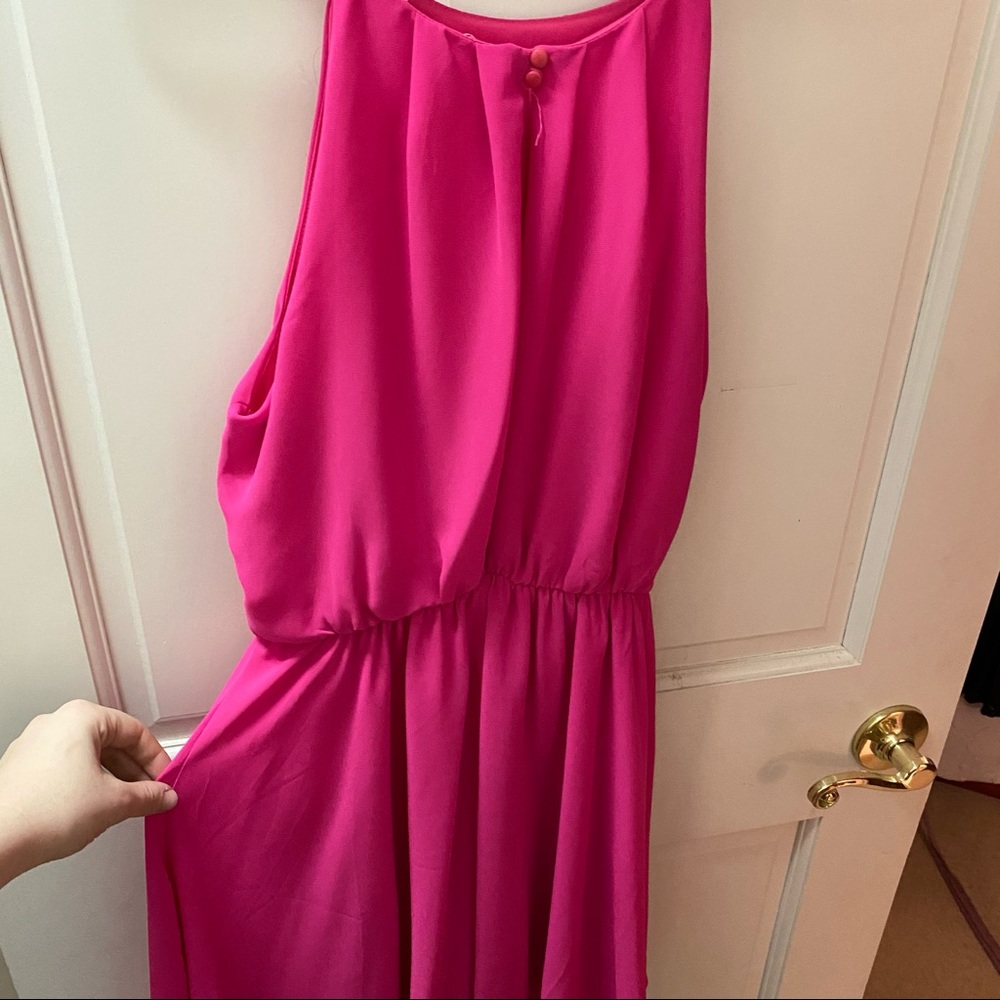 Lush Flowy Dress in Hot Pink